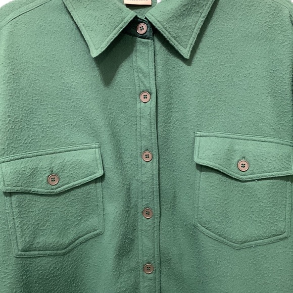 Vintage Green Fleece Button Down Shirt Sweater - Picture 6 of 9